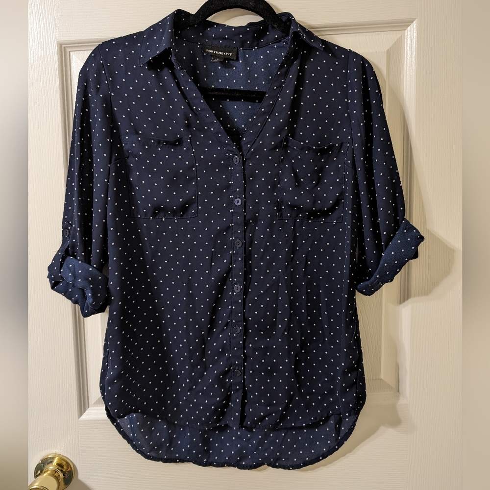 Blue with dots blouse